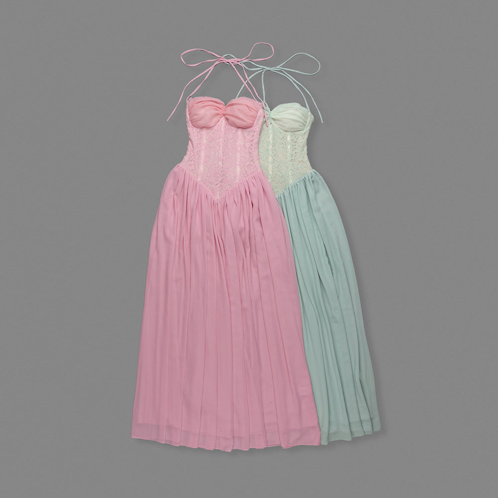 Halter Lace Corset A Line Maxi Dress HV0149
