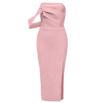 Off Shoulder Midi Dress Pink HV8507