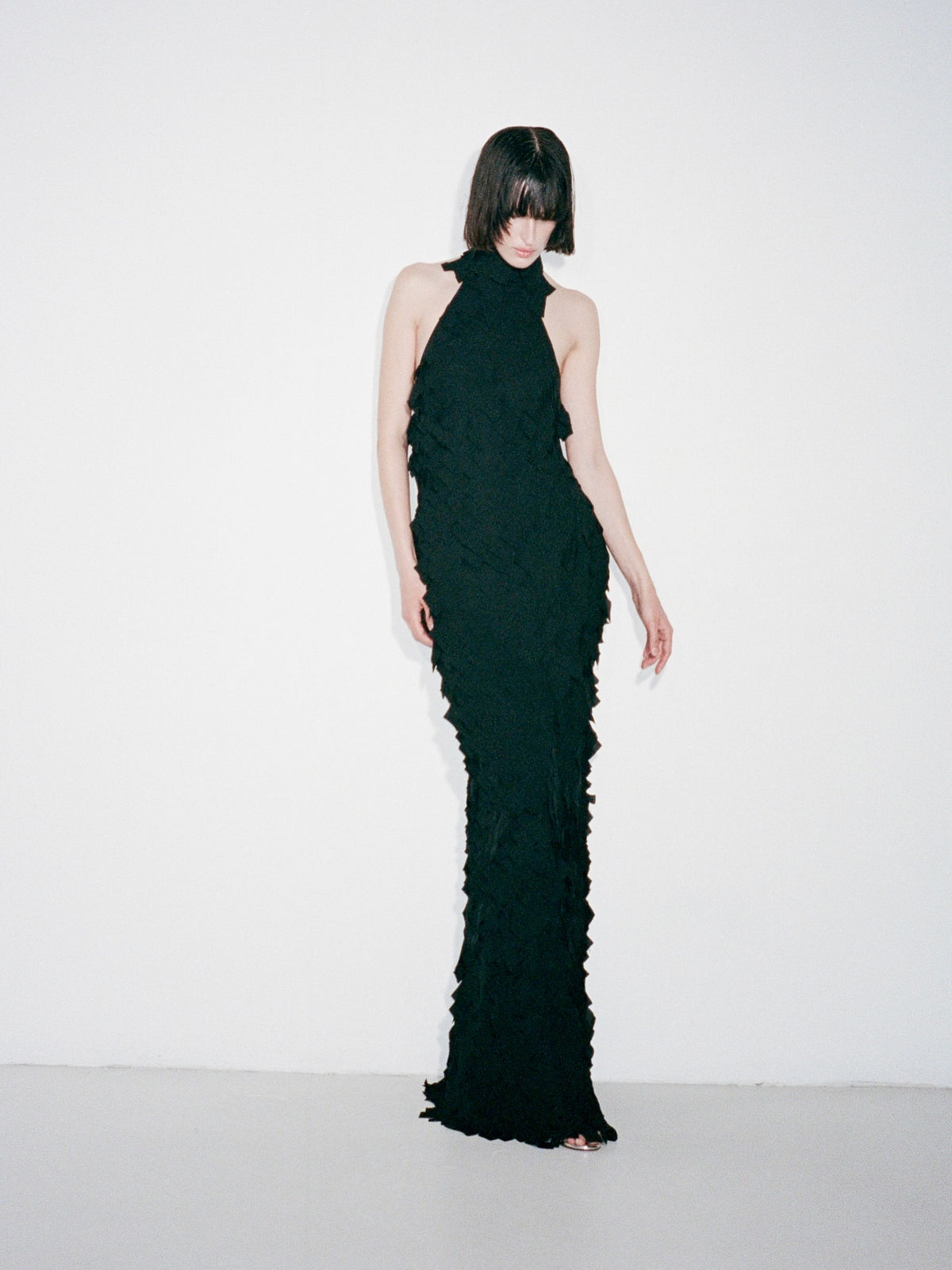Halter Petal Detail Maxi Dress  HV0156