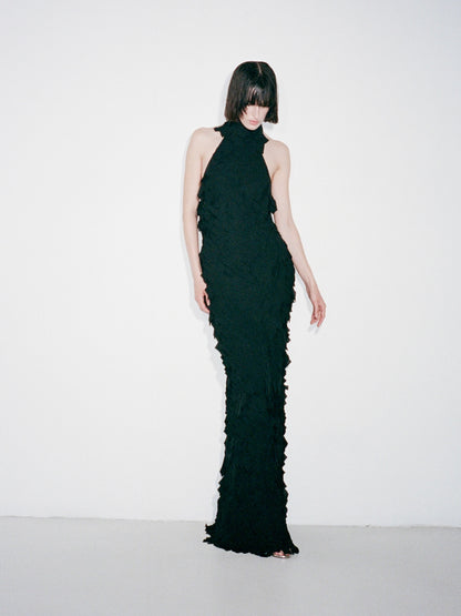 Halter Petal Detail Maxi Dress  HV0156