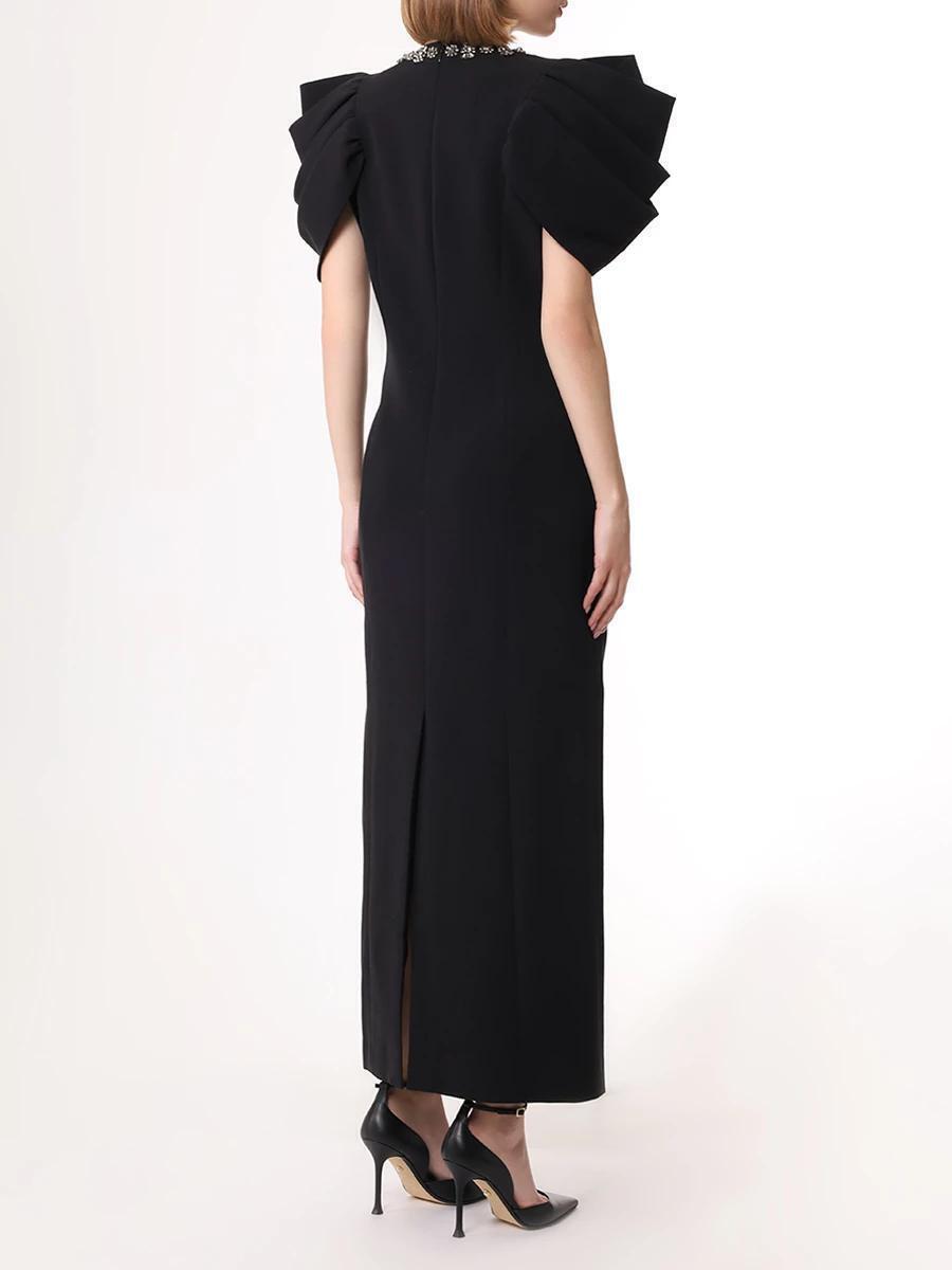 Draped Short Sleeve Crystal Maxi Dress HV2802