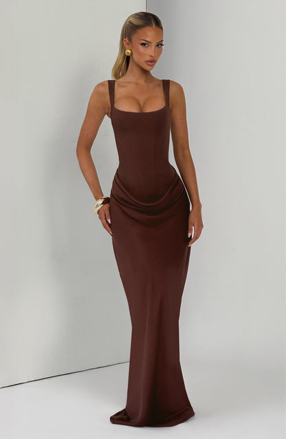 Draped Corset Maxi Dress HV0071