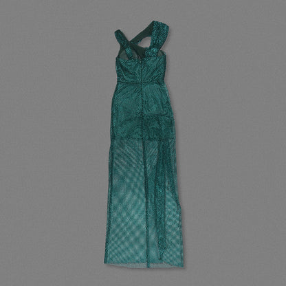 Sparkly Draped Maxi Dress Green HV2150