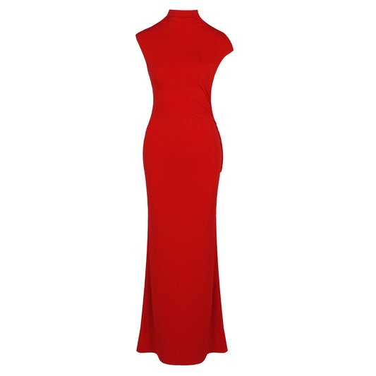 Draped Backless Maxi Dress Red HV0063