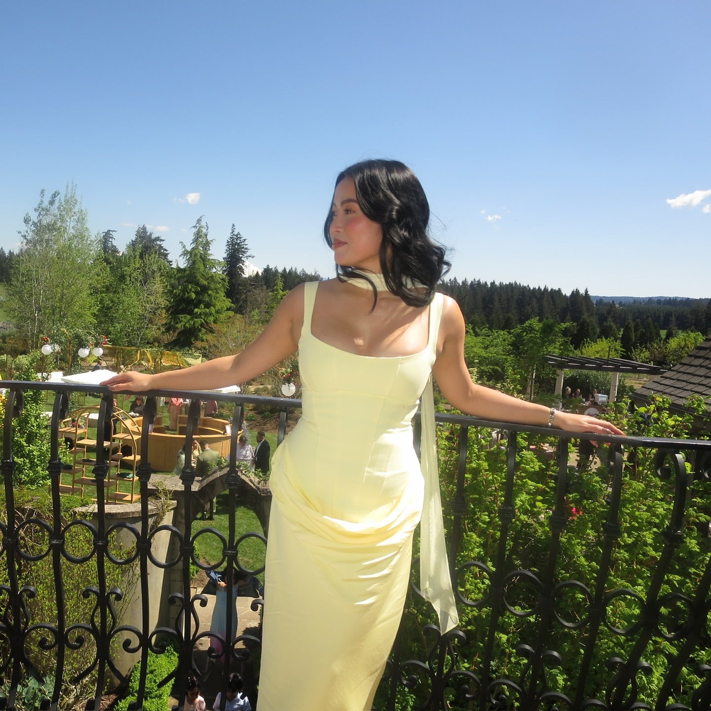 Draped Corset Maxi Dress Light Blue HV0071