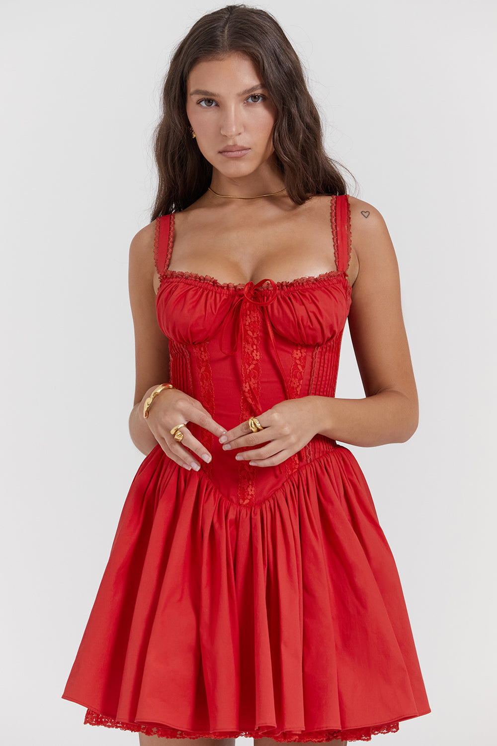 Lace Insert A Line Corset Dress HV3048