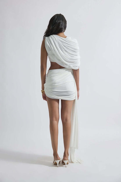 Draped Two Piece Dress White HV2722