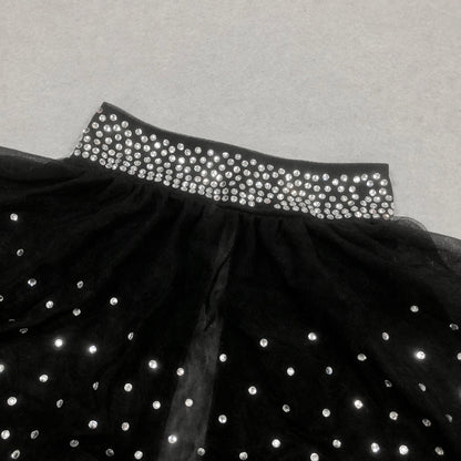 Crystal Overlay Maxi Dress Black