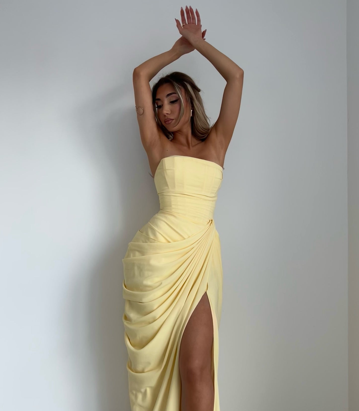 Strapless Draped Corset Maxi Dress HV0107