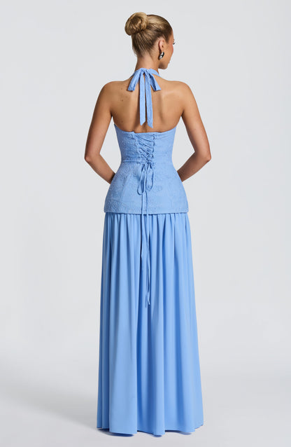 Halter Floral A Line Corset Maxi Dress HV3185