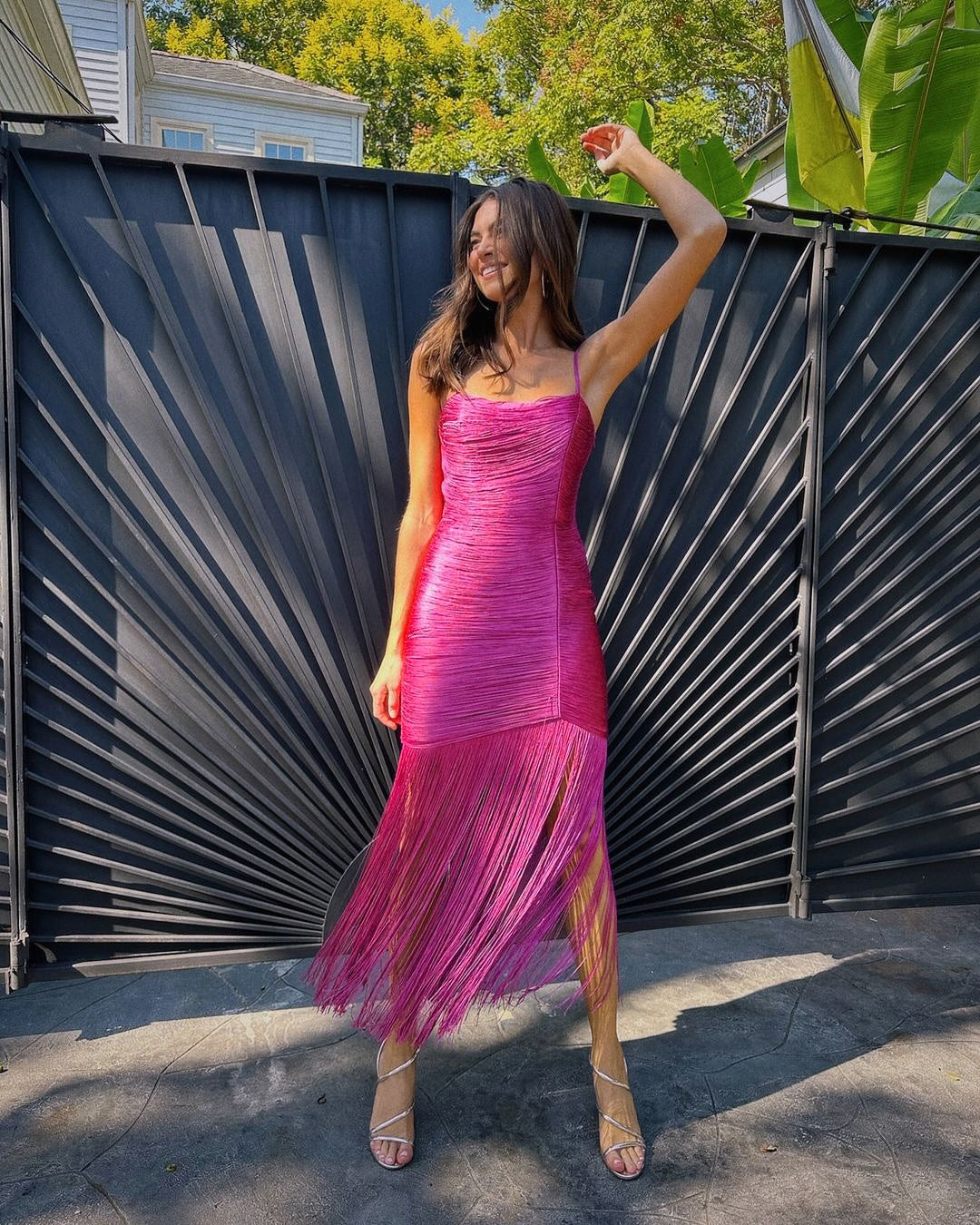 Tassel Maxi Dress Hot Pink HV2698