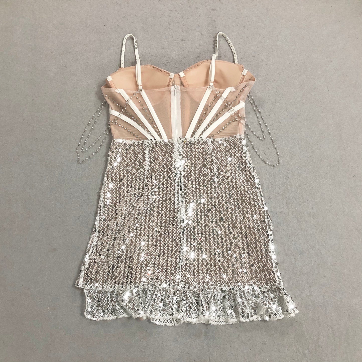 Bustier Sequin Dress Nude Silver HV2708