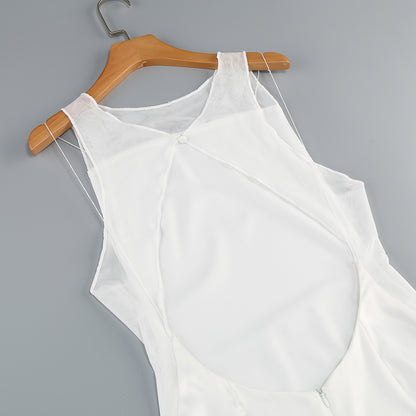 Mesh Insert Maxi Dress White HV1919