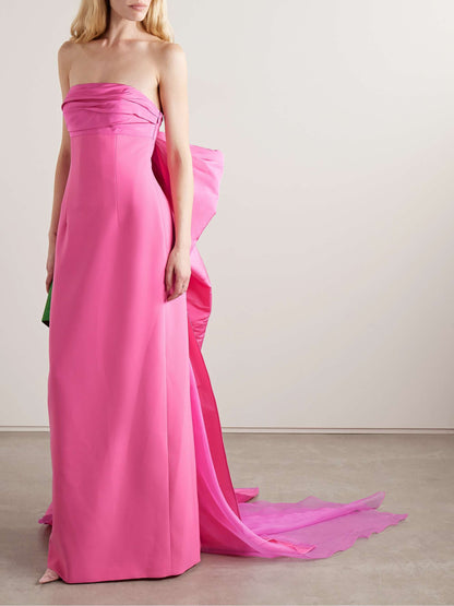 Strapless Bow Detail Maxi Dress Pink HV2720