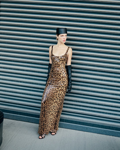 Cape Animal Print Maxi Dress HV0036