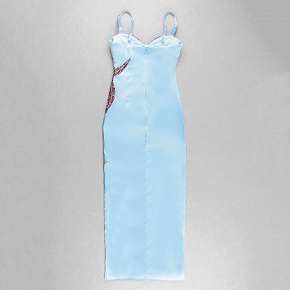 Crystal Bustier Starfish Detail Maxi Dress Blue HV7767