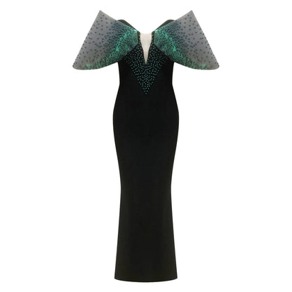 Bardot Embellished Maxi Dress Green Black