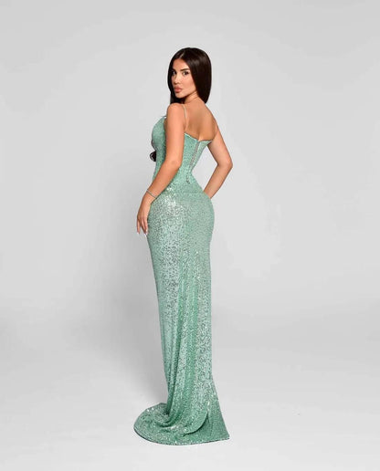 Sequin Corset Maxi Dress Green HV2071