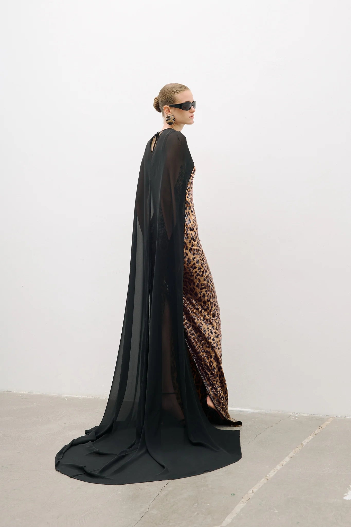 Cape Animal Print Maxi Dress HV0036