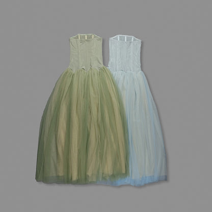 Strapless A Line Maxi Dress Blue HV0086