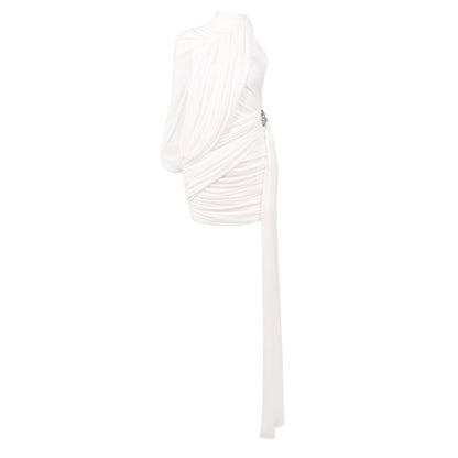 One Shoulder Draped Dress White HV0077