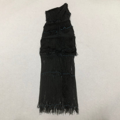 One Shoulder Tassel Maxi Dress Black HV2167