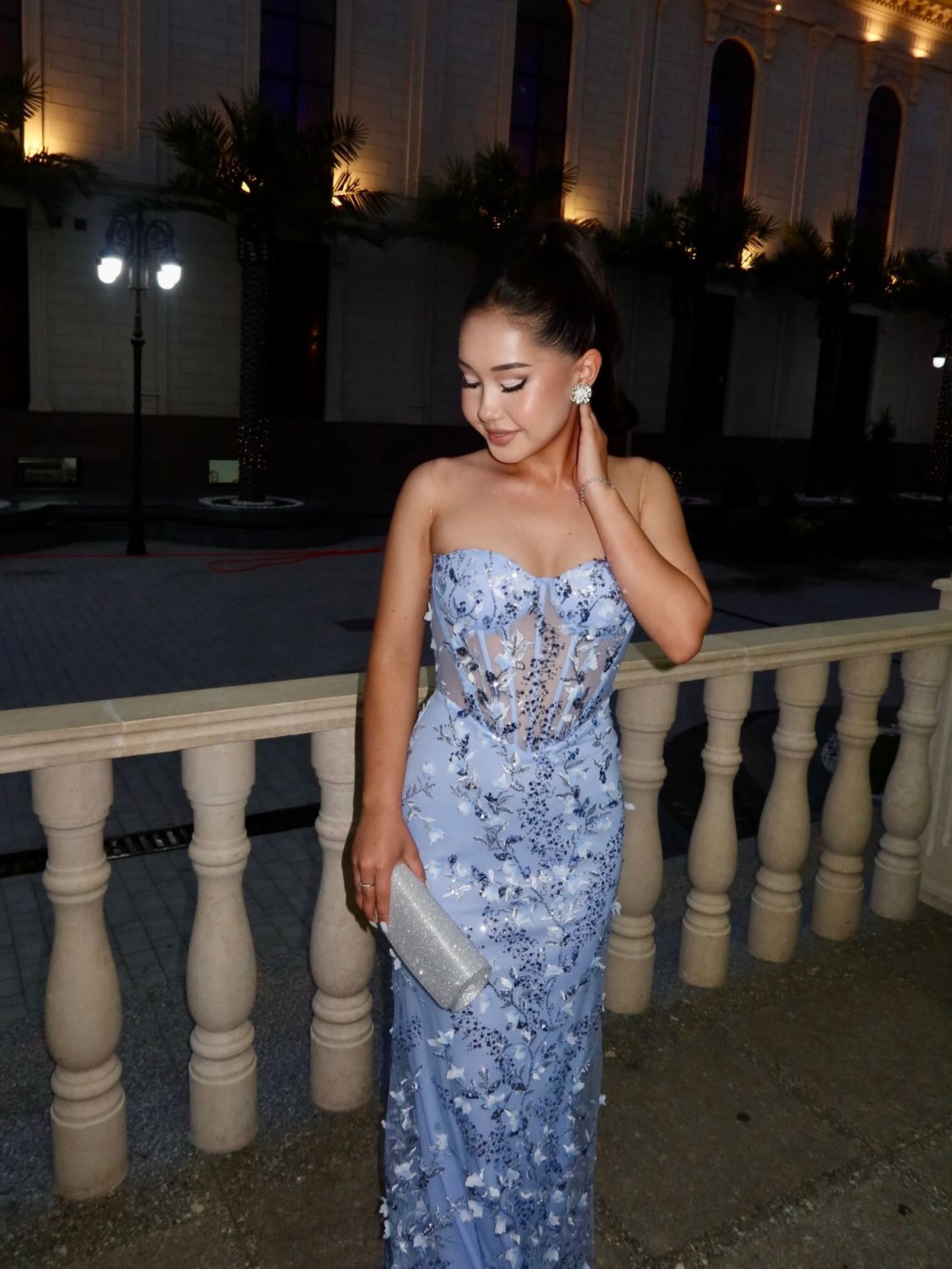 Floral Sequin Structured Bustier Maxi Dress HV3212