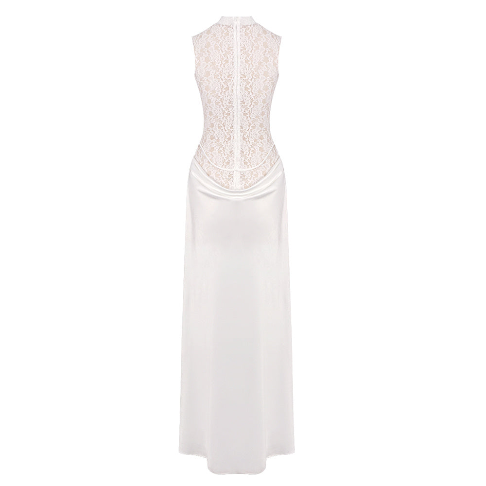 Lace Floral Maxi Dress White HV2664