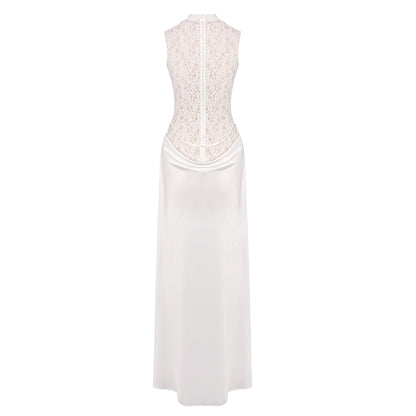 Lace Floral Maxi Dress White HV2664
