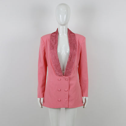 Embellished Backless Blazer Dress Hot Pink HV9323