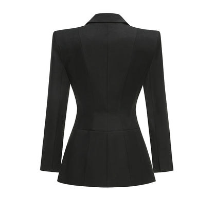 Long Sleeve Lace Up Detail Blazer Dress Black HV2574