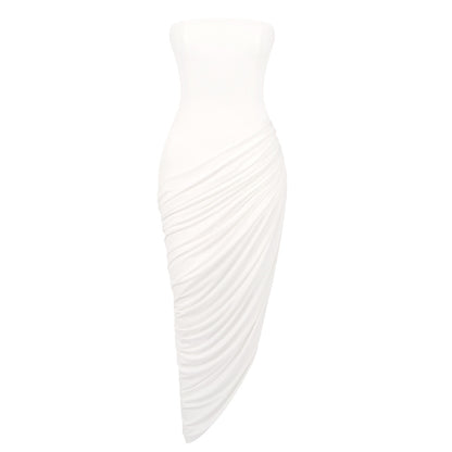 Strapless Draped Corset Maxi Dress White HV2670