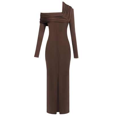 Long Sleeve Draped Detail Maxi Dress HV0057