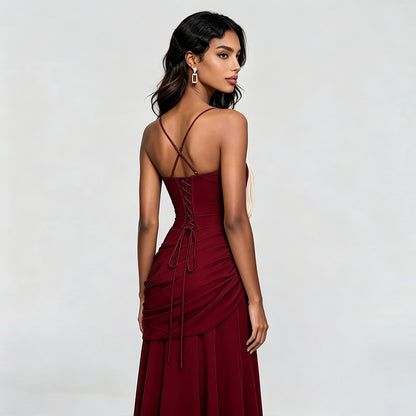 Draped A Line Corset Maxi Dress Yellow HV3154