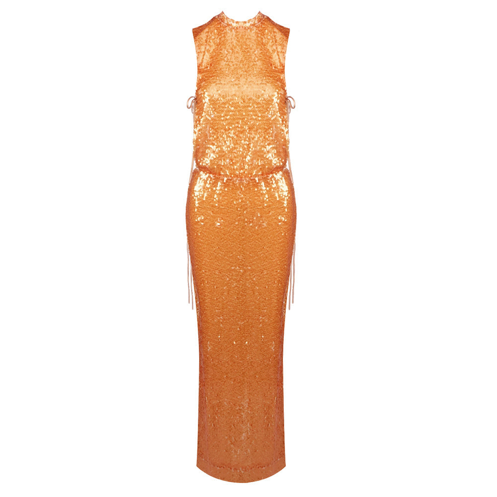 Sequin Maxi Dress Orange HV0014