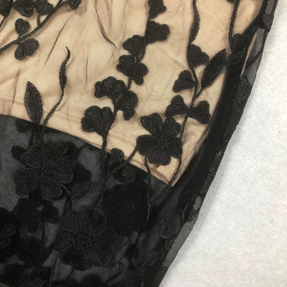 Strapless Floral Embroidered Maxi Dress Black HV2101