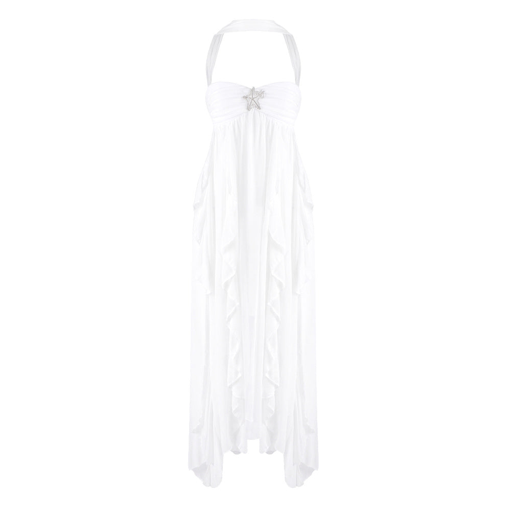Strapless Ruffle Maxi Dress White HV2633
