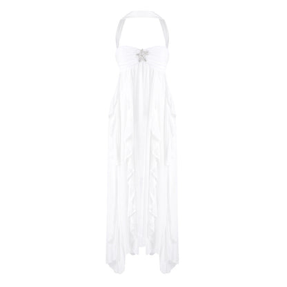 Strapless Ruffle Maxi Dress White HV2633