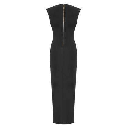 Button Detail Maxi Dress Black HV2128