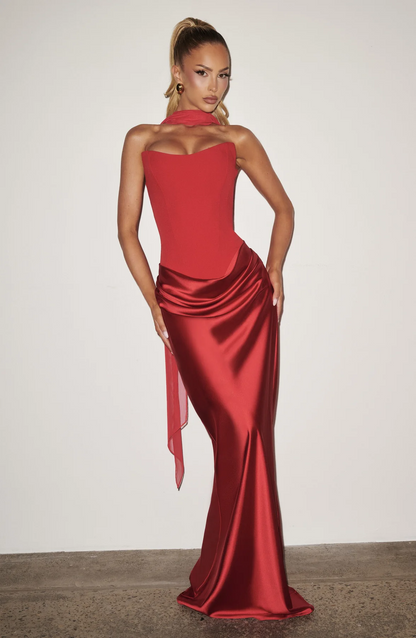 Strapless Draped Corset Maxi Dress HV3156