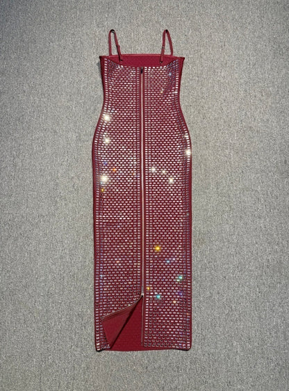 Embellished Maxi Dress Burgundy HV2725
