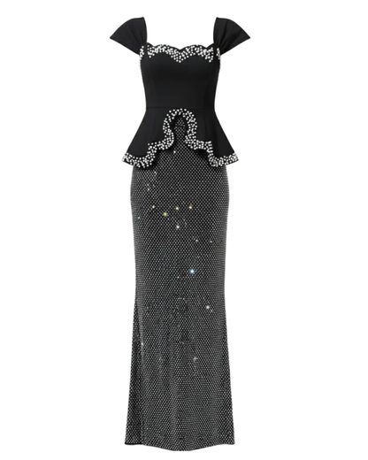 Crystal Two Piece Maxi Dress Black HV2645