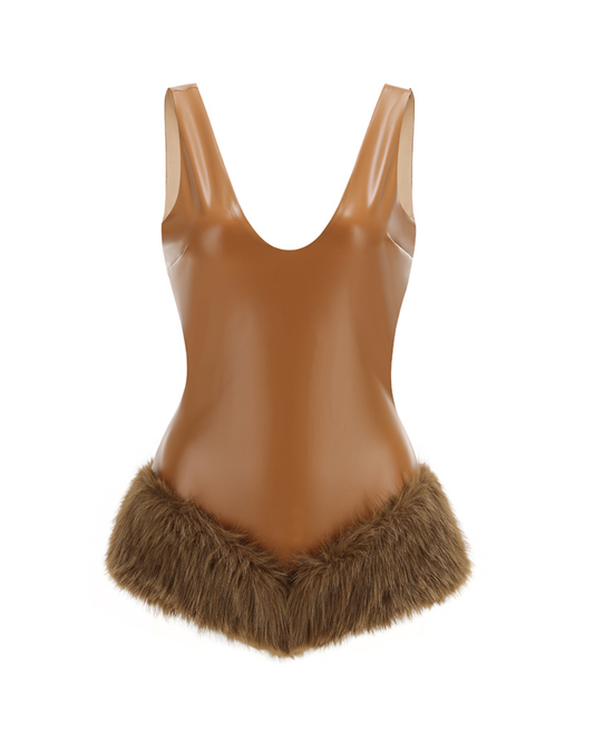 Fur Detail Bodysuit Brown HV2861