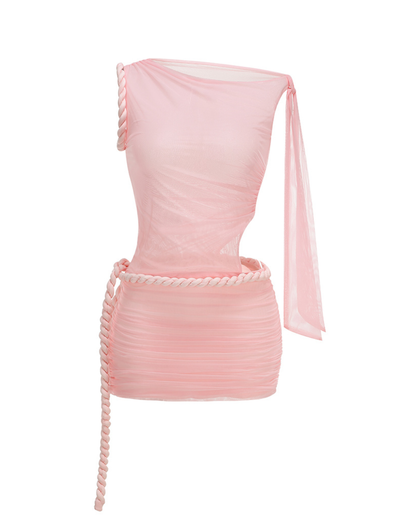 Draped Cut Out Dress Pink HV2879