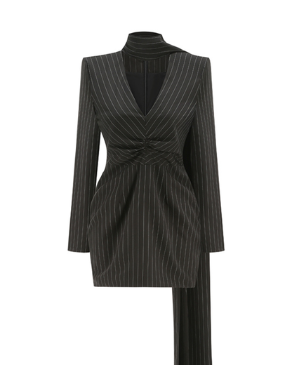 Long Sleeve Striped Dress Black HV2826