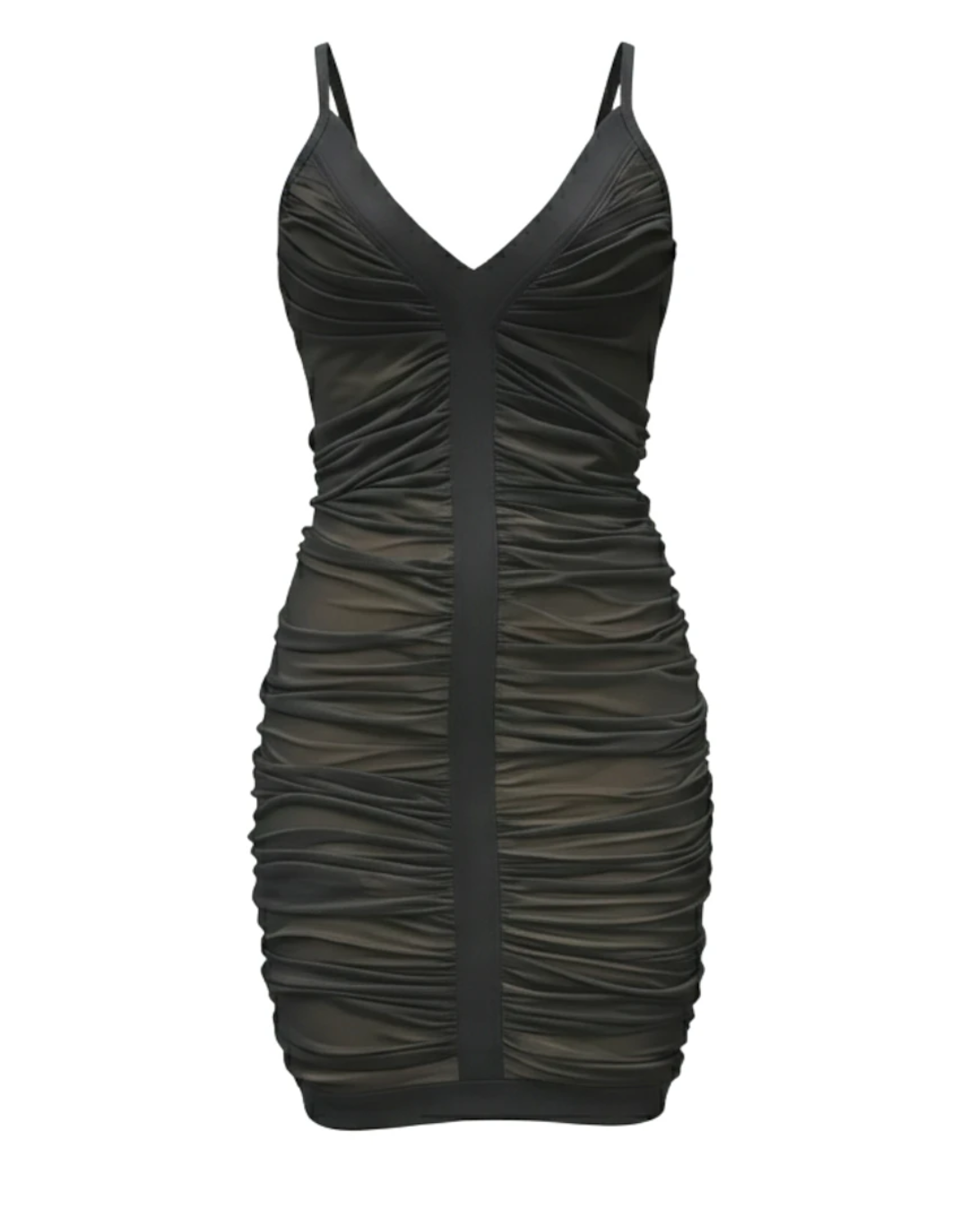 Ruched Mesh Dress Black HV2791