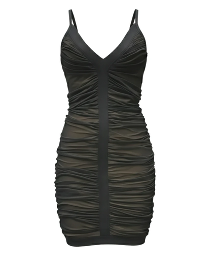 Ruched Mesh Dress Black HV2791