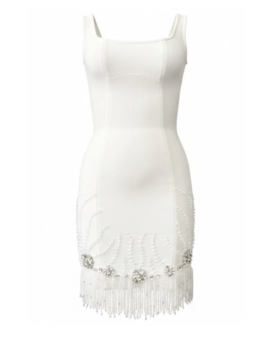 Crystal Pearl Tassel Dress White HV2678