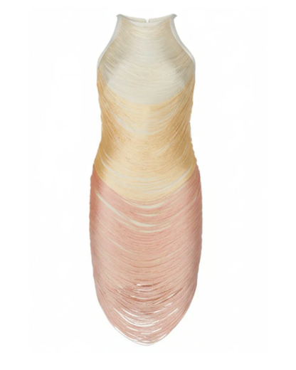 Tassel Detail Dress Gold Pink HV2755