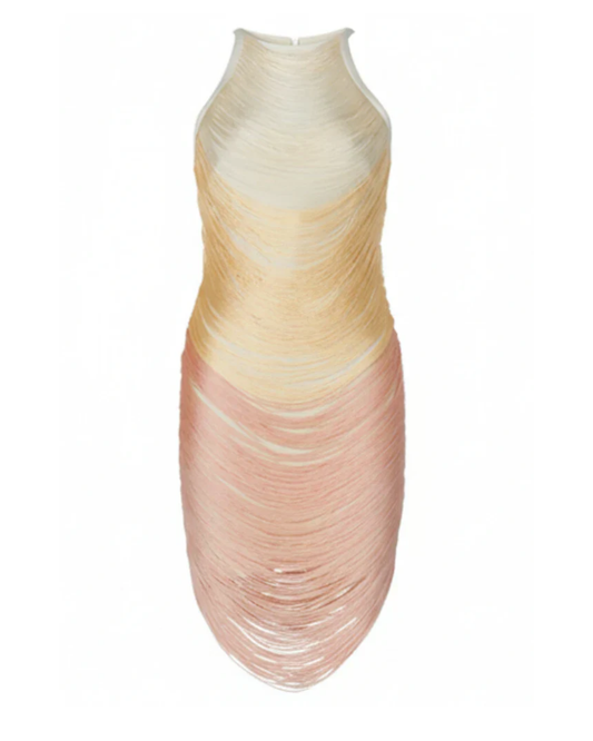 Tassel Detail Dress Gold Pink HV2755